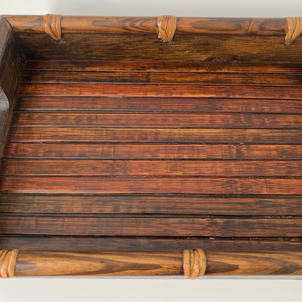 Decorative Wood Rectangle Serving Tray with Handles - Picture 4 of 8